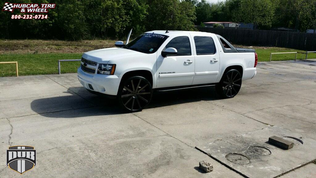 vehicle gallery/chevrolet avalanche dub shot calla s121  Black & Machined with Dark Tint wheels and rims